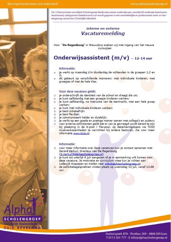 Op zoek naar een uitnodigende baan als onderwijsassistent in groep 1/2/3? Solliciteer dan snel! #delenislief