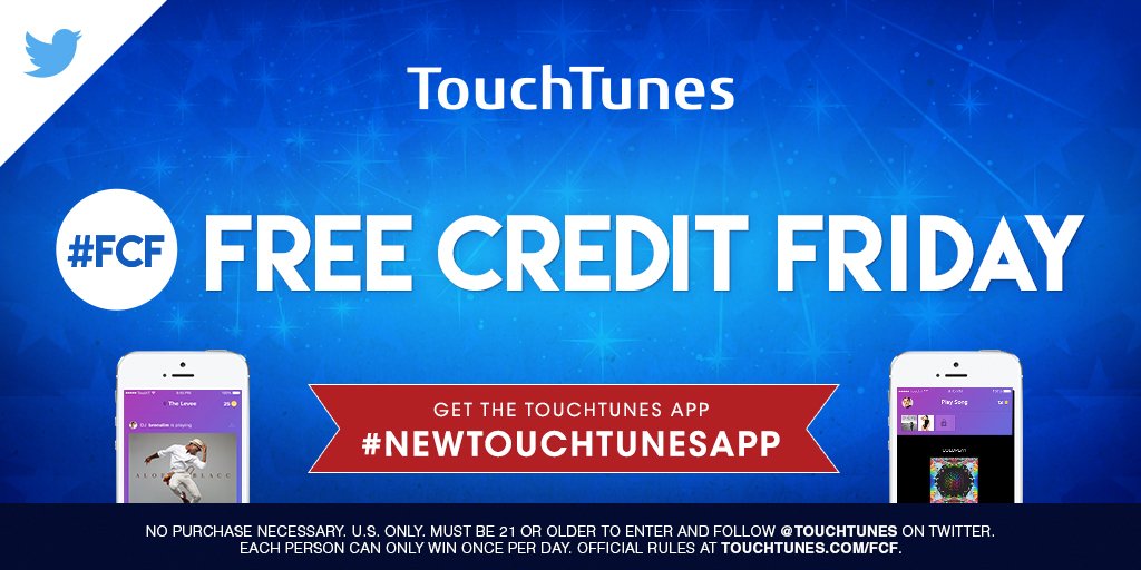 TouchTunes's tweet photo. #FCF ROUND 2. First 10 people to RT &amp; name your fav #TouchTunes location WIN 10 CREDITS. https://t.co/5fMvW247EY https://t.co/Vq3YDz4gCK