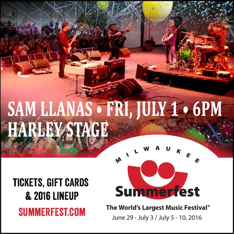 TheSituation's tweet photo. 2NITE! #SamLlanas &amp; Co @ #Summerfest before @RayLaMontagne! 6pm! #HarleyStage! @SamLlanas @Summerfest @tweetermayer https://t.co/AXSEnzgrOx