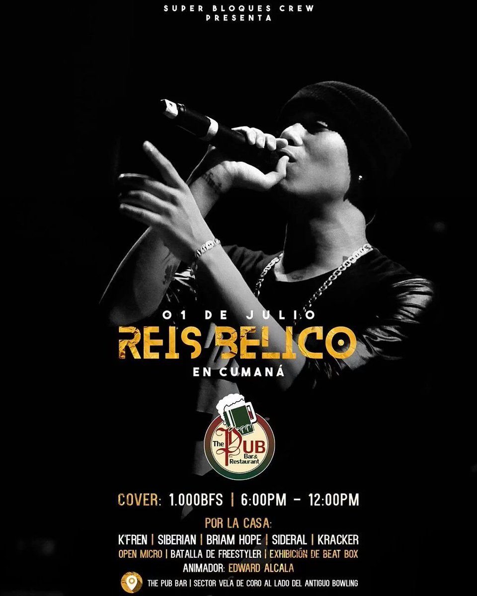 Activos Hoy llega @reisbelicoficial a The Pub acompañado de mucho Talento regional.. A partir de las 6pm,Asiste!👇