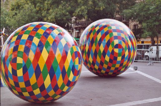 Spheres. Sculpture artworks, hand painted, by Vassiliki.