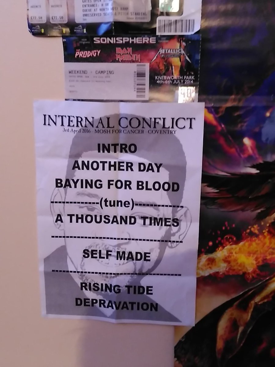 moshthemagician's tweet photo. Latest addition to my wall of metal. Internal conflicts set list!
#internalconflict #heavymagic #metal #metalgift https://t.co/QWpRzaVGgD