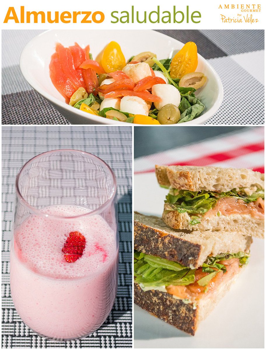 Cambia tu almuerzo cotidiano. Mira esta delicioso menú Ensalada, sándwich y jugo de fruta #almuerzosaludable