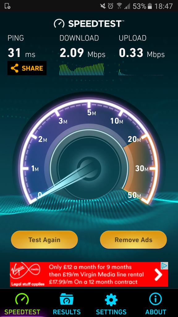 FattyGetsFab's tweet photo. Nice one @bt_uk 2Mbps #slowinternet #snailspace too slow to watch @LoveIsland on ITV player 😡😭 #sortitout https://t.co/ePgak8Nn9P
