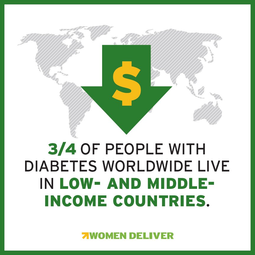 WomenDeliver's tweet photo. ¾ of people w/ diabetes live in low &amp; middle income countries. We can't afford to ignore this global health epidemic https://t.co/4WlUyPljJq