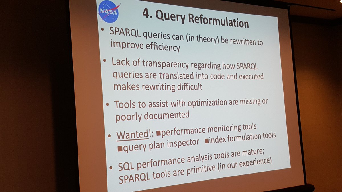 pascalhitzler's tweet photo. NASA's Rich Keller, some urgent needs re. scalability. #SemanticBigData at #sigmod2016 https://t.co/3E1XUUFwQE