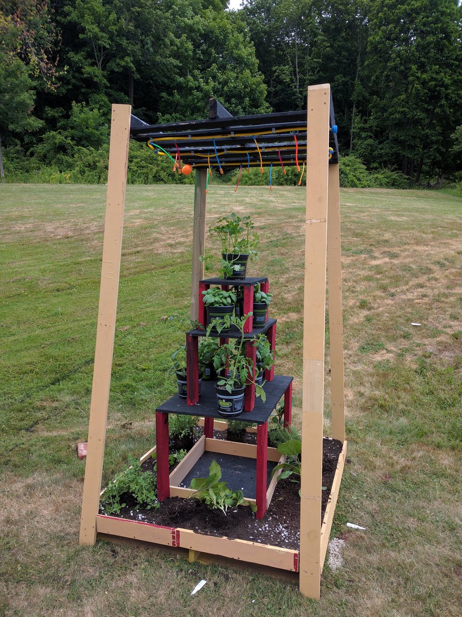 TB_Curley's tweet photo. Vertical gardening tower built during @i2camps @WoosterSchl. Here's hoping it survives the tornado watch... https://t.co/qg3rSWwQrE
