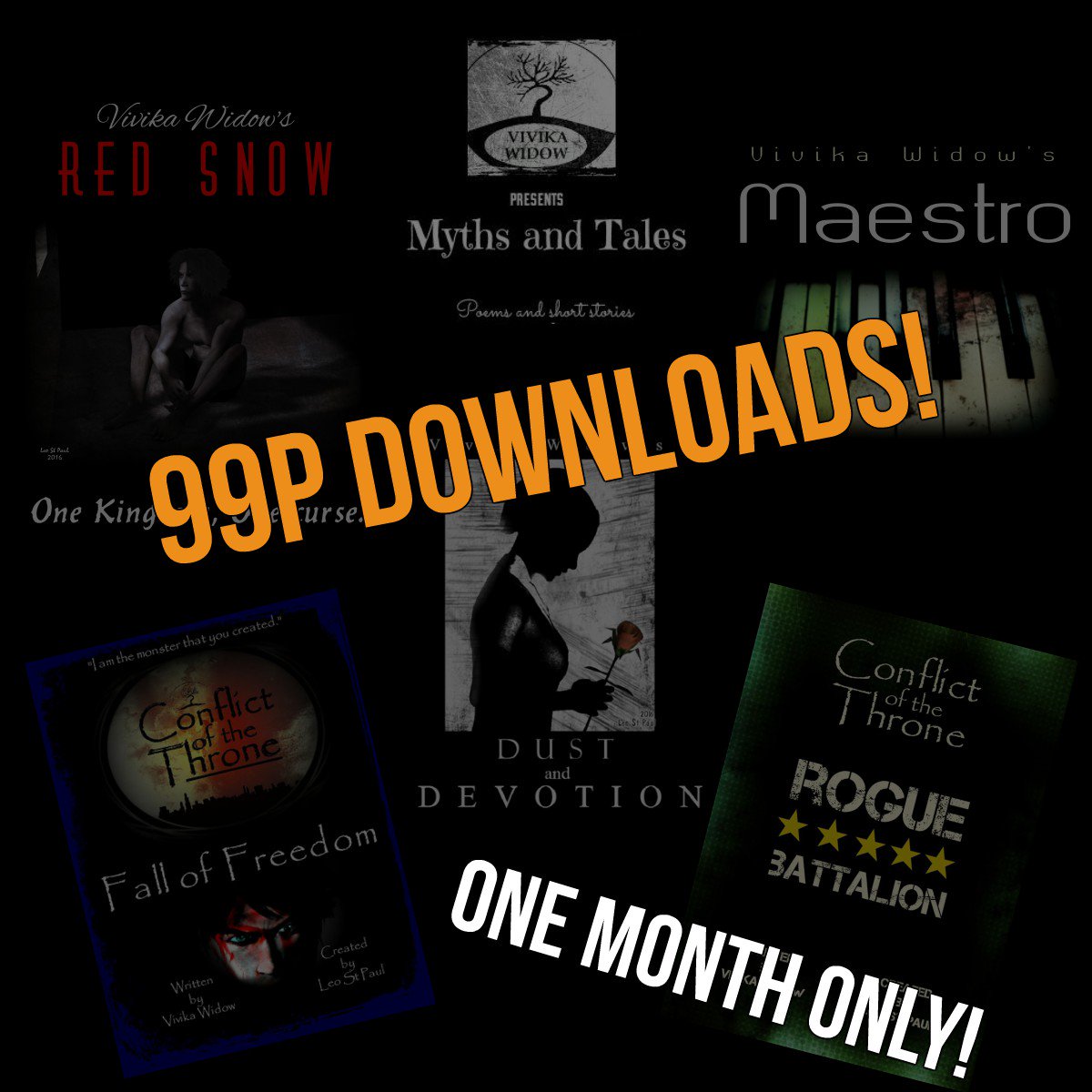 VivikaWidow's tweet photo. #julypromotion #thismonthonly ALL VIVIKA WIDOW TITLES 99P! #kindledownloads MORE THRILLS, CHILLS AND SPILLS FOR £$ https://t.co/sR1psvBWq7
