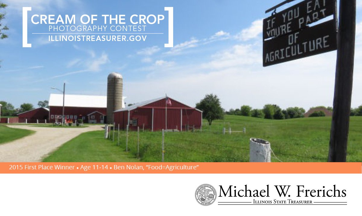 ILTreasurer's tweet photo. Calling IL photographers ages 8–18. Submit #farmfriendly pics to #CreamofCropIL contest at https://t.co/aanAY7OpmM. https://t.co/TimzGEXb5y