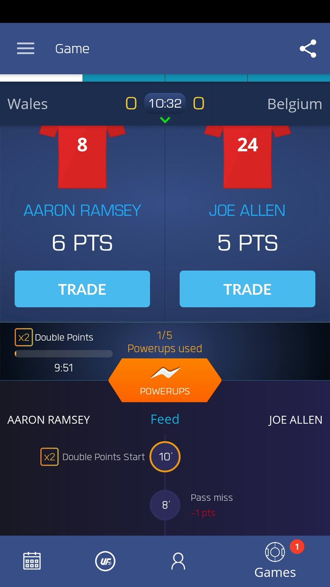 Martynoco83's tweet image. Just used my Double Up on Aaron Ramsey on @ultimatefanlive for #WAL vs #BEL