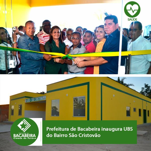 BacabeiraMA's tweet photo. Olha só que coisa boa! Saiba mais sobre a UBS do Bairro São Cristovão 
~> https://t.co/RZckV5VFsf #SaúdeBacabeira https://t.co/fSgq2HCoLM