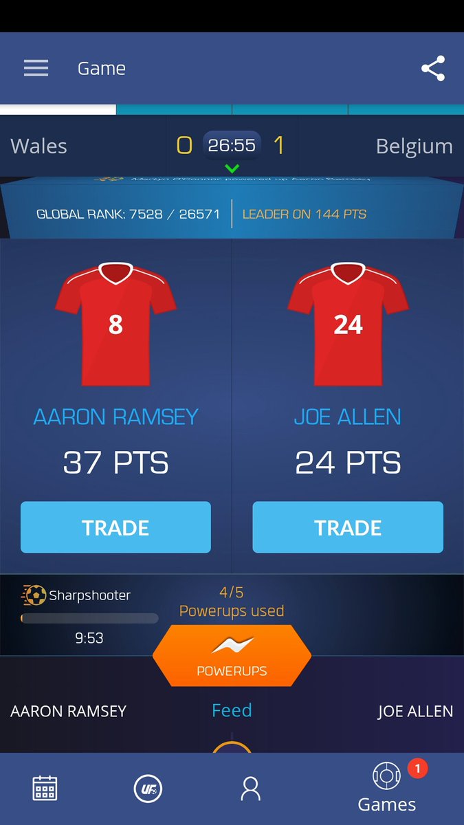 Martynoco83's tweet image. Just used my Sharp Shooter on Aaron Ramsey on @ultimatefanlive for #WAL vs #BEL