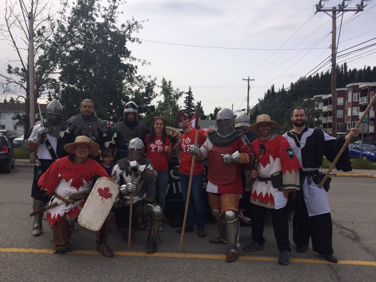 CoralieU's tweet photo. Company of the White Wolf - Medieval Combat Group and @yukonbeer in the #CanadaDay Parade! https://t.co/93iQBeHD9T