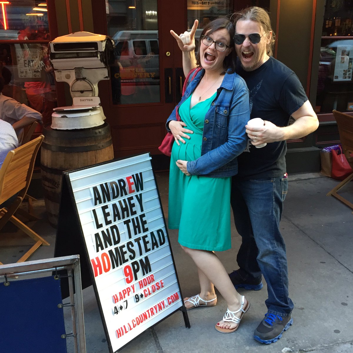 AndrewLeahey's tweet photo. My future nephew/niece was apparently kicking hard during last night's @HillCountryNY show. #rockbabies #inuterock https://t.co/KY6WoQmgEV