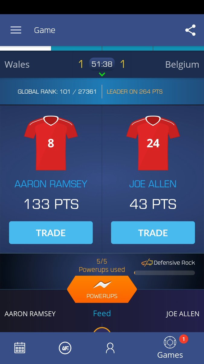 Martynoco83's tweet image. Just used my Defensive Rock on Joe Allen on @ultimatefanlive for #WAL vs #BEL