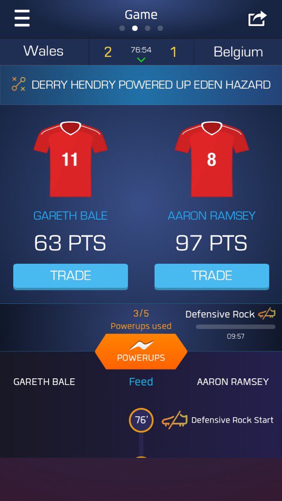 B94Hill's tweet photo. Just used my Defensive Rock on Aaron Ramsey on @ultimatefanlive for #WAL vs #BEL https://t.co/aAvvNCemcp https://t.co/H95rCmNlS7