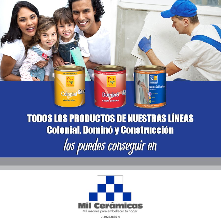PinturasVP's tweet photo. No busques más en @milceramicas puedes conseguir los productos de nuestra línea de #VPDecorativo #VP #MilCeramicas https://t.co/MgZKIDdSi7