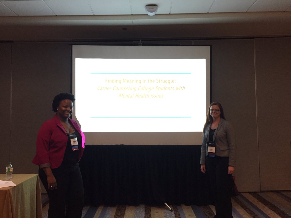 drlaurendaley's tweet photo. Ready to learn about finding career meaning inthe struggle @KerteshaRiley & @MelissaForgione #ncdaChicago #NCDA2016 https://t.co/MQATxeej95