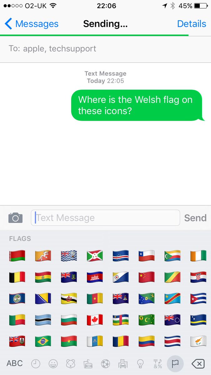 Why is there no Welsh flag icon on the iPhone? Please RT so we get it in time for the semi-final! #WALBEL