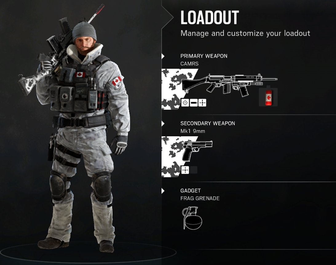 NorthernTundraP's tweet photo. Checkout Buck with his new #CanadaDay weapon charm. #RainbowSixSiege #XboxOne #gaming https://t.co/Y6CuZpPcub