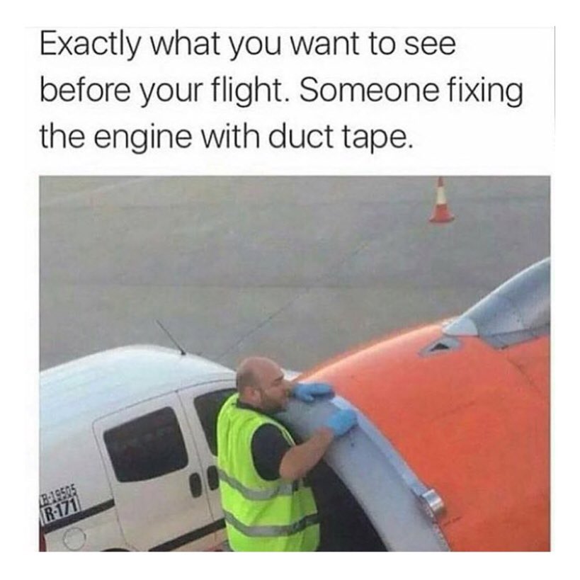 CaptainLaura1's tweet photo. Duct tape for the win! 😄 #Humor #Jokes #PlaneHumor #Funny #Lol #Plane #FlyWithMe #CaptainLaura https://t.co/aZHnB642rU