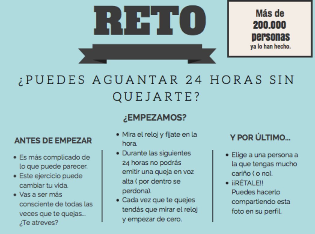 Jaimespie's tweet photo. RETO: ¿Puedes aguantar 24h sin quejarte? https://t.co/BeJwQkdRFb
