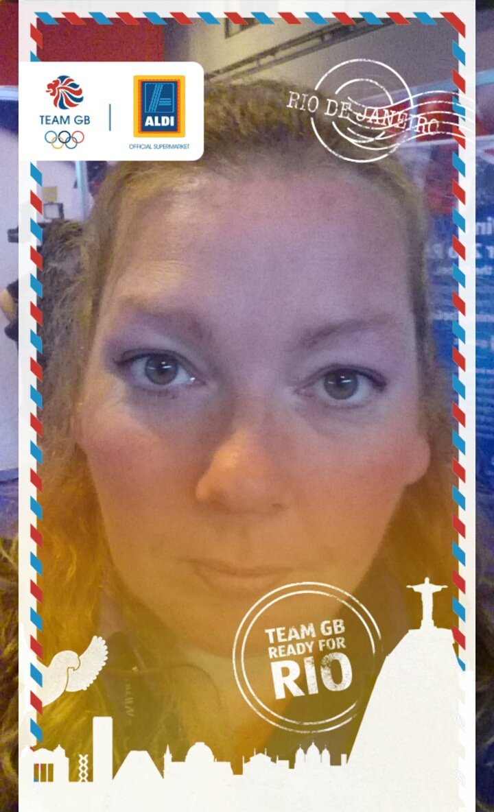 RebeccaInDevon's tweet photo. @AldiUK had an excellent time today working at the #TeamGB kitting out day and love the #snapchat filter! #store75 https://t.co/0KSpz2u8mq