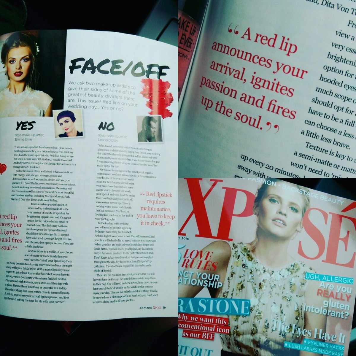 There I am in <a href="/XposeMag/">Xposé Magazine</a> facing off with @leonarddaly on the Red lip on your wedding day debate! <a href="/aislingmkeenan/">Aisling Keenan</a> 💄