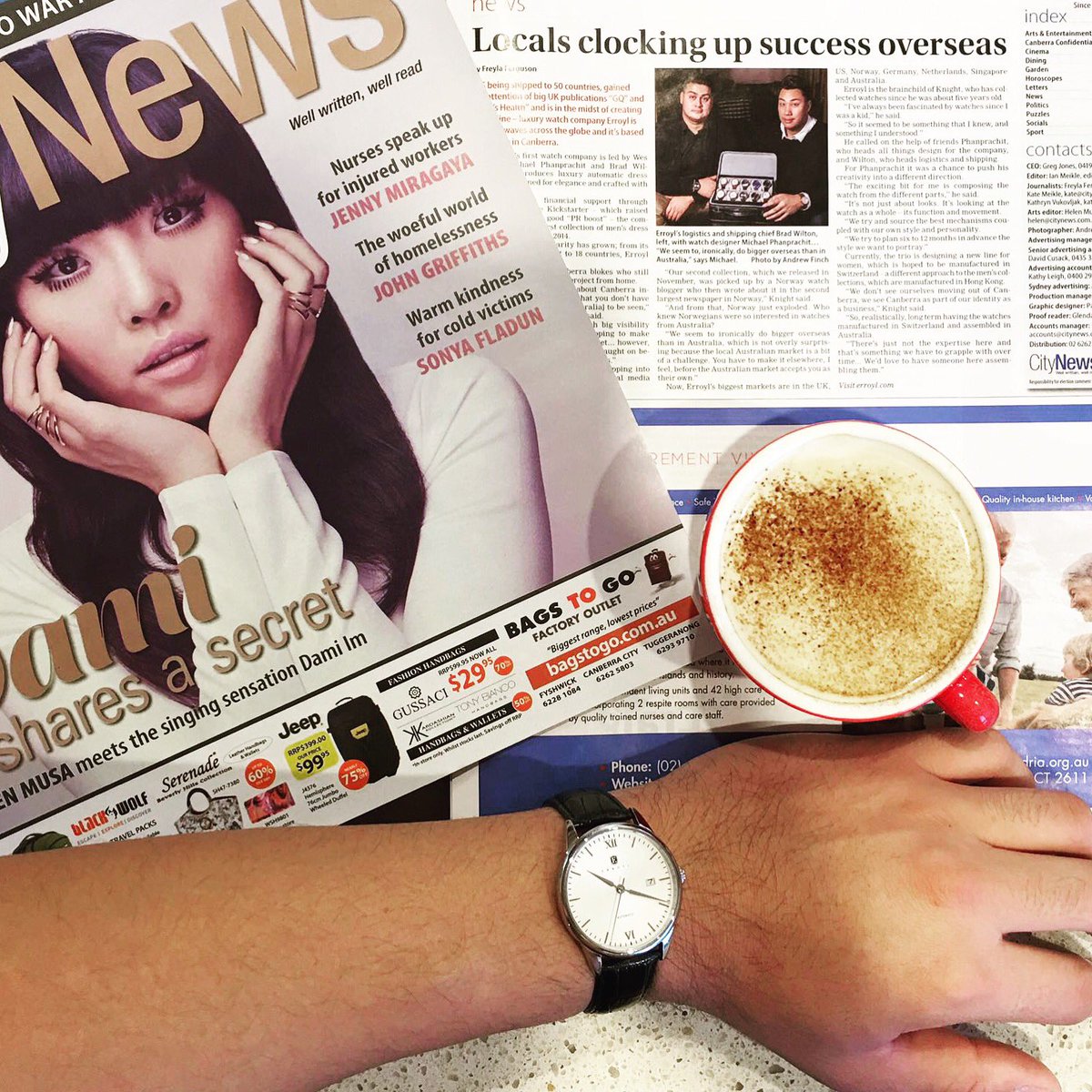 ErroylWatchCo's tweet photo. Saturday morning coffee and reads with our feature from @city_news 🙌🏼 #Erroyl https://t.co/RaSWJi17Nq
