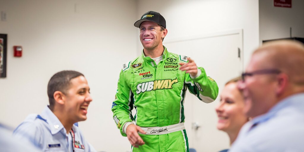 SUBWAY's tweet photo. All smiles here! We’re proud to partner with Carl Edwards and the USO to show support for our military! https://t.co/6vEMVBkNtK