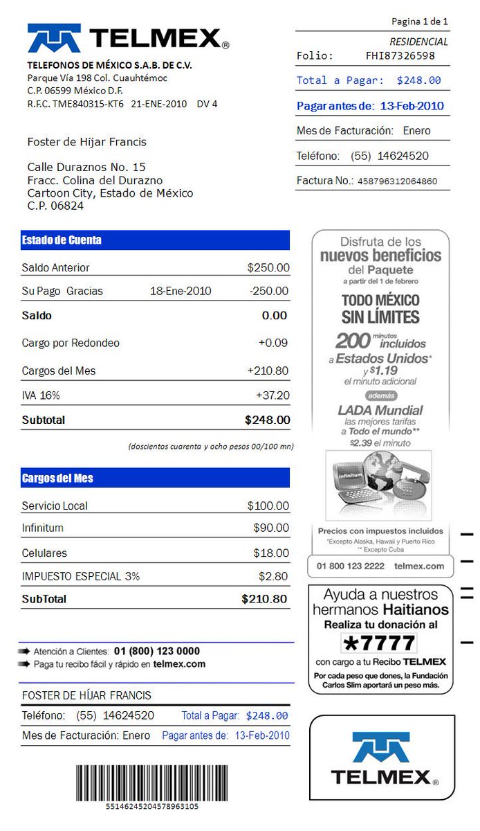 Collection of Recibo De Pago Telmex Blog Luis Montes