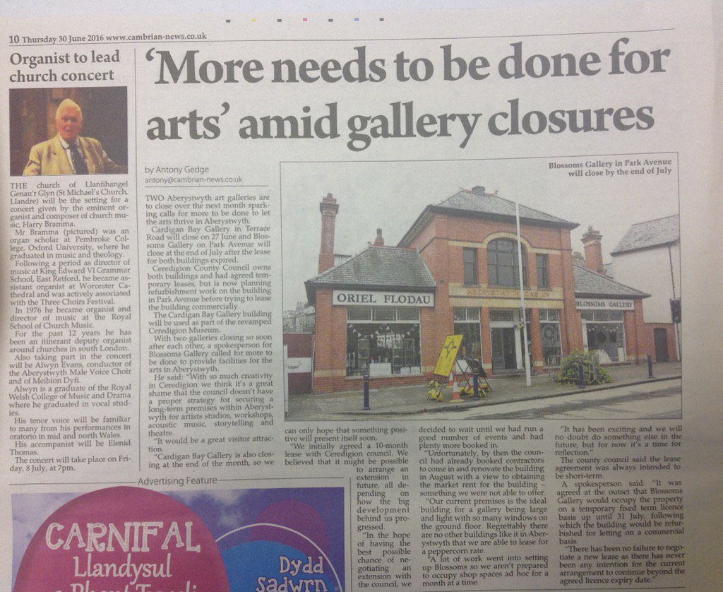 GalleryBlossoms's tweet photo. Thank you @CambrianNews for your support, it's much appreciated. https://t.co/hLnIqxUssW