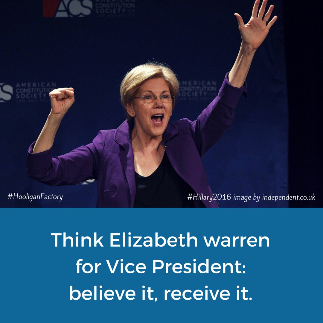 HooliganFac's tweet photo. #HillaryforPresident and #ElizabethWarren for #VicePresident? Yes!
Let us know your thoughts in mentions! https://t.co/j2oamZGQuS
