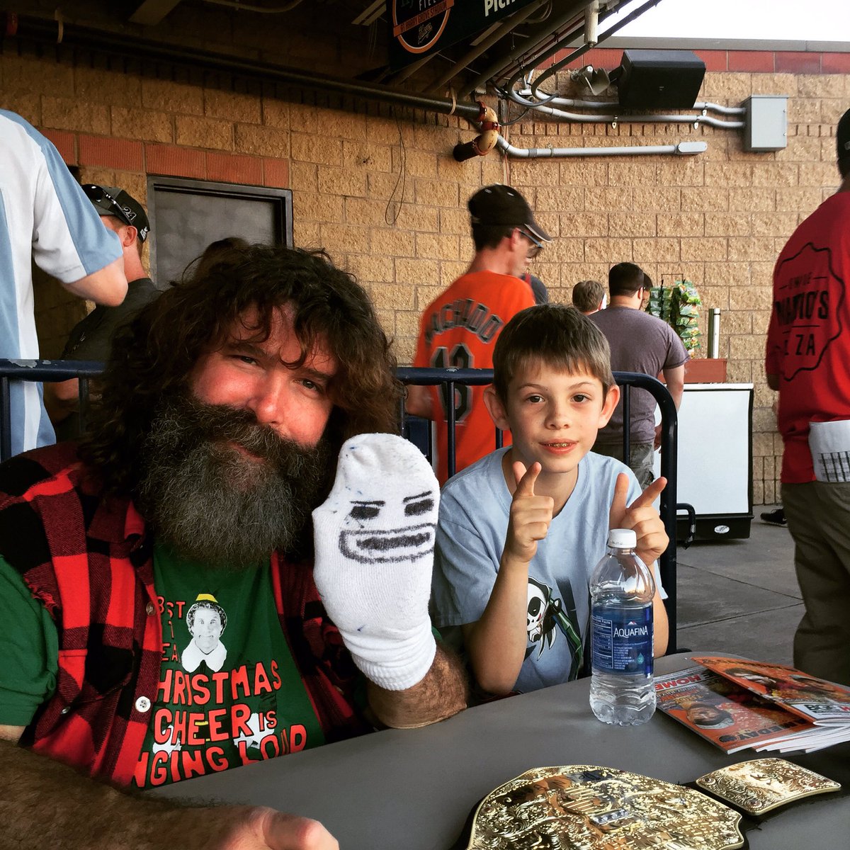 scoopsbern's tweet image. Dean and @RealMickFoley tonight at the @FrederickKeys game. Thanks for the pic!!