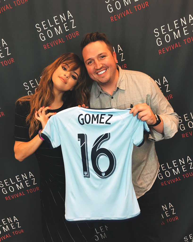 SteveSerrano's tweet photo. There's no rival that @sportingkc & @selenagomez can't handle, time to suit up. #RevivalTour #SessionsSS #Interview https://t.co/hd1ctcgHm9