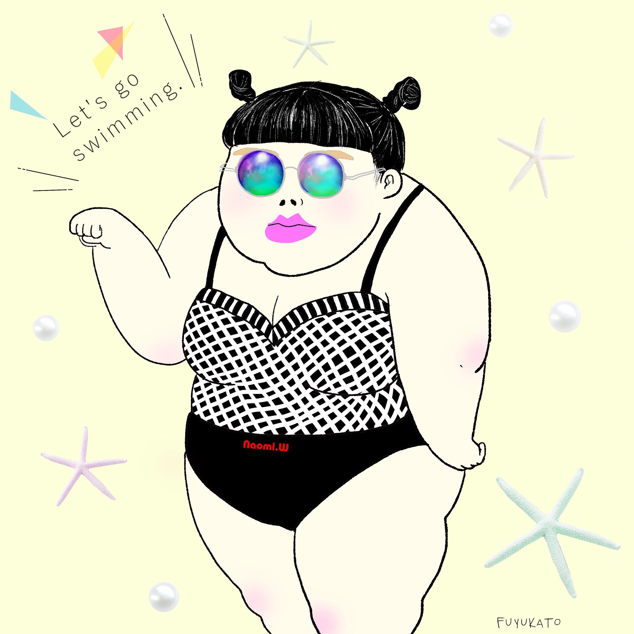Fuyukato 水着の渡辺直美 渡辺直美 イラスト完成 イラスト基地 水着 お絵かきさんの集い T Co T2tehxxcce Twitter