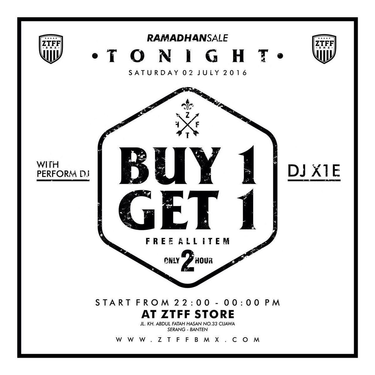 Don't miss TONIGHT at @ztffstore BUY1GET1 all item only 2 hour 22:00pm - 00:00pm info to your friend...!!!!