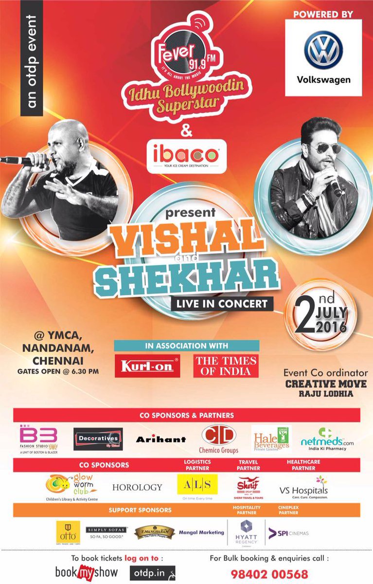 VishalDadlani's tweet photo. Chennai!!! See you at 6.30 at YMCA Nandanam Grounds. Bring your jumping shoes and singing voices! :) https://t.co/CEZrfg0kFE