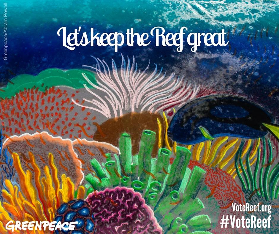 GreenpeaceAP's tweet photo. Let's keep the Reef great #votereef #ausvotes https://t.co/Qk4pSwDjPJ