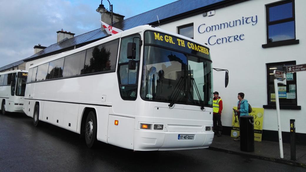 SligoCamino's tweet photo. Going, going, gone. That's the first bus load away to Dromahair to start the #sligocamino https://t.co/OyrHVmHUgx