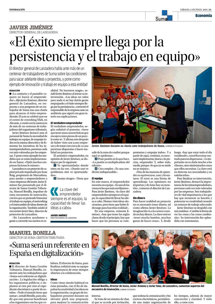 manuelbonilla94's tweet photo. Noticia de la excelente ponencia de @jimenezmarcoj @lanzaderaes al equipo de https://t.co/mL8i5gDLzB #emprendedores https://t.co/FCJEqwOYpm