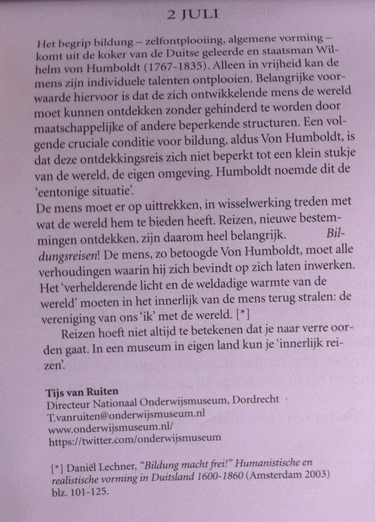 Tijs v Ruiten, @Onderwijsmuseum, roept op om 'innerlijke reis' naar museum in eigen land te maken. <a href="/Bildungkalender/">Bildungkalender</a>