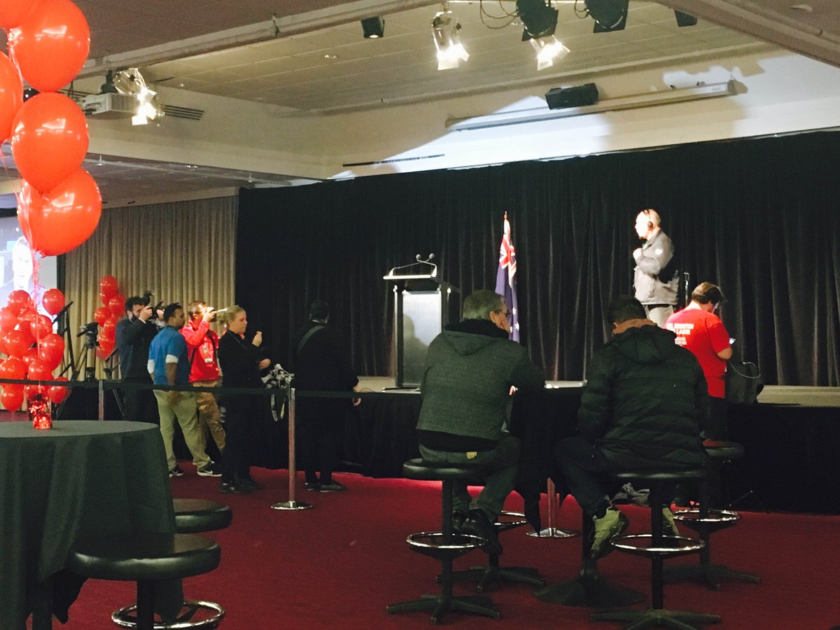 theweeklytimes's tweet photo. Not much action at the @billshortenmp headquarters yet as votes have started to be counted @RiahnSmith #ausvotes https://t.co/QuV7iBFaXk