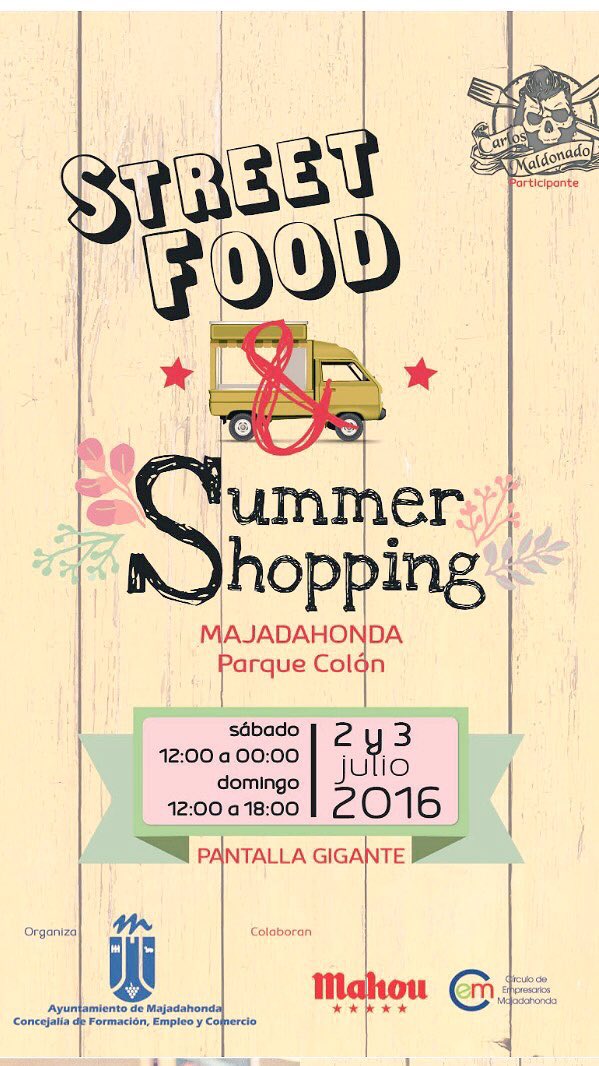 MajadahondaAyto's tweet photo. Hoy tenemos plan de compras y comida/aperitivo diferente! Ven al Street Food and Summer Shopping en Colon! https://t.co/eQsz2ZksoW