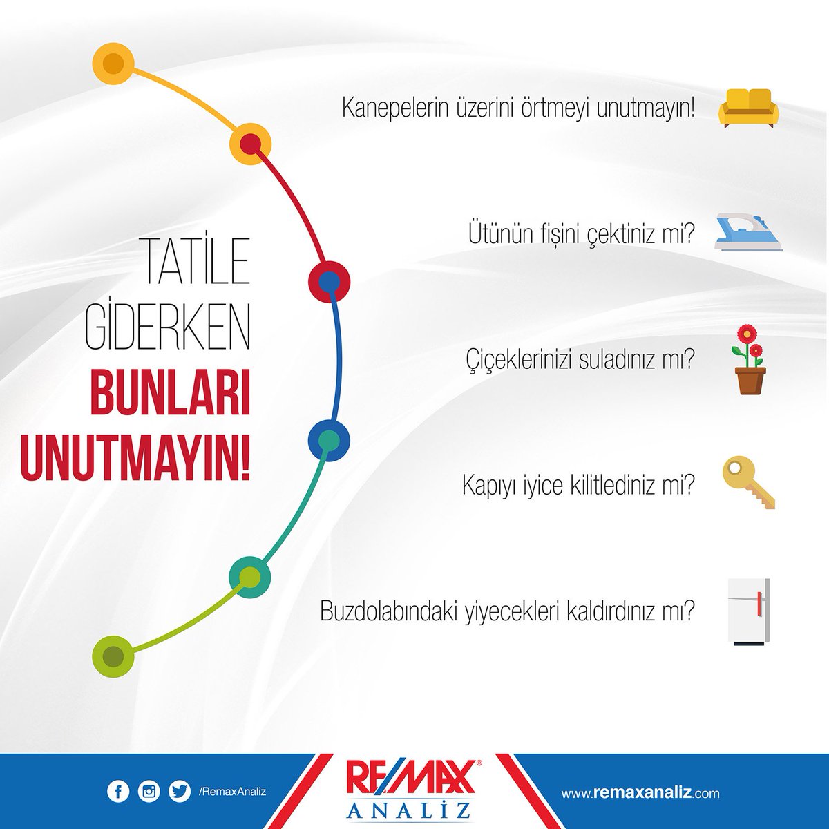 Tatile giderken bunları unutmayın #tatil #unutmayın #bayram #remax #remaxanaliz