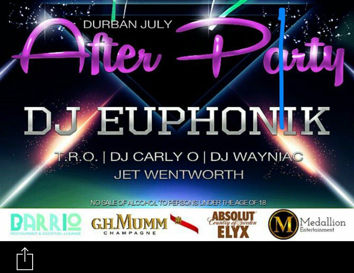 EventsCd's tweet image. Tonight at #Barrios with #MedallionEnt #DurbanJulyAfterParty #Euphonic#TRO#CarlyO#JetWentworth #DJWayniac