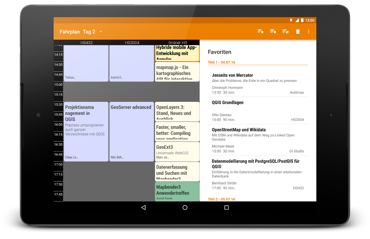 tbsprs's tweet image. Einfach ein persönliches Programm komponieren: mit der Favoritenliste der #FOSSGIS2016 App play.google.com/store/apps/det…