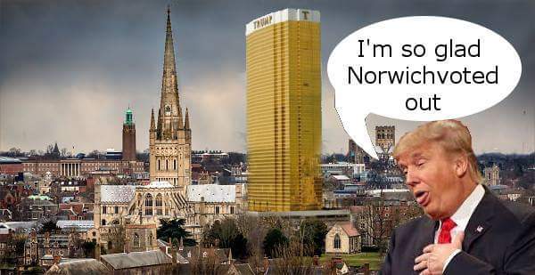 EUNorwich's tweet photo. The EU City State of Norwich's very own Trump Towers... #shouldhavevotedwithasharpie
#letsbehavingEU https://t.co/s2ma68wYuV
