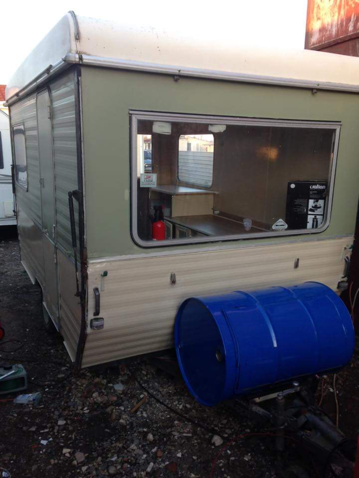 PipSweets's tweet image. Lexie's Lunch Box. This is our sandwich bar:It is a 1969 continental folding caravan #vintage #catering #lunchtime