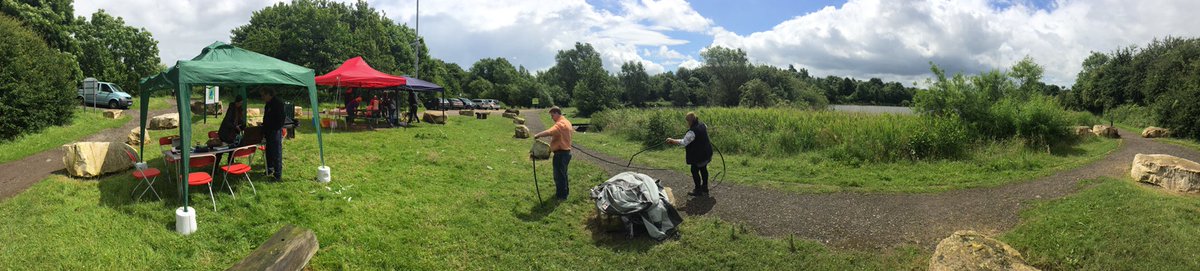SH_ArtNet's tweet photo. Setting up for our event in Edlington at Martinwells Lake. It's just stopped raining! #art in #ukhousing https://t.co/xZMasww4Yd